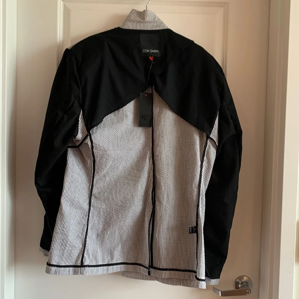 Con Garra NEW 100% Cotton Seersucker Jacket Grey Gray 2XL Stripes Coastal Party